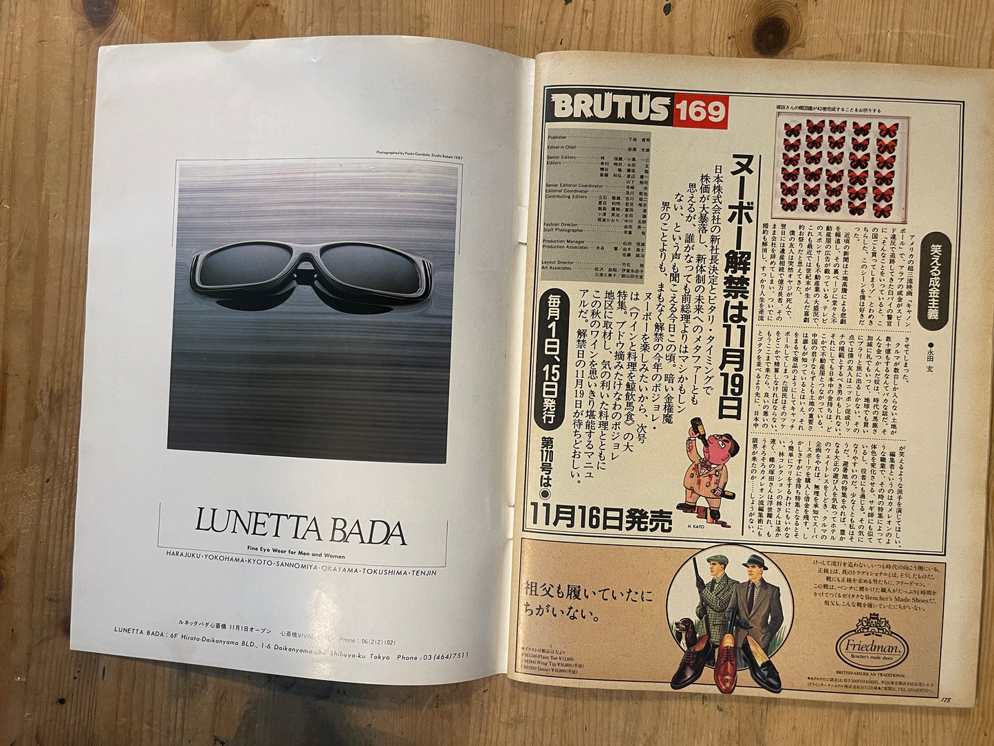 BRUTUS Magazine Japan Issue 169 – November 1987 – Anthropology of the Wealthy