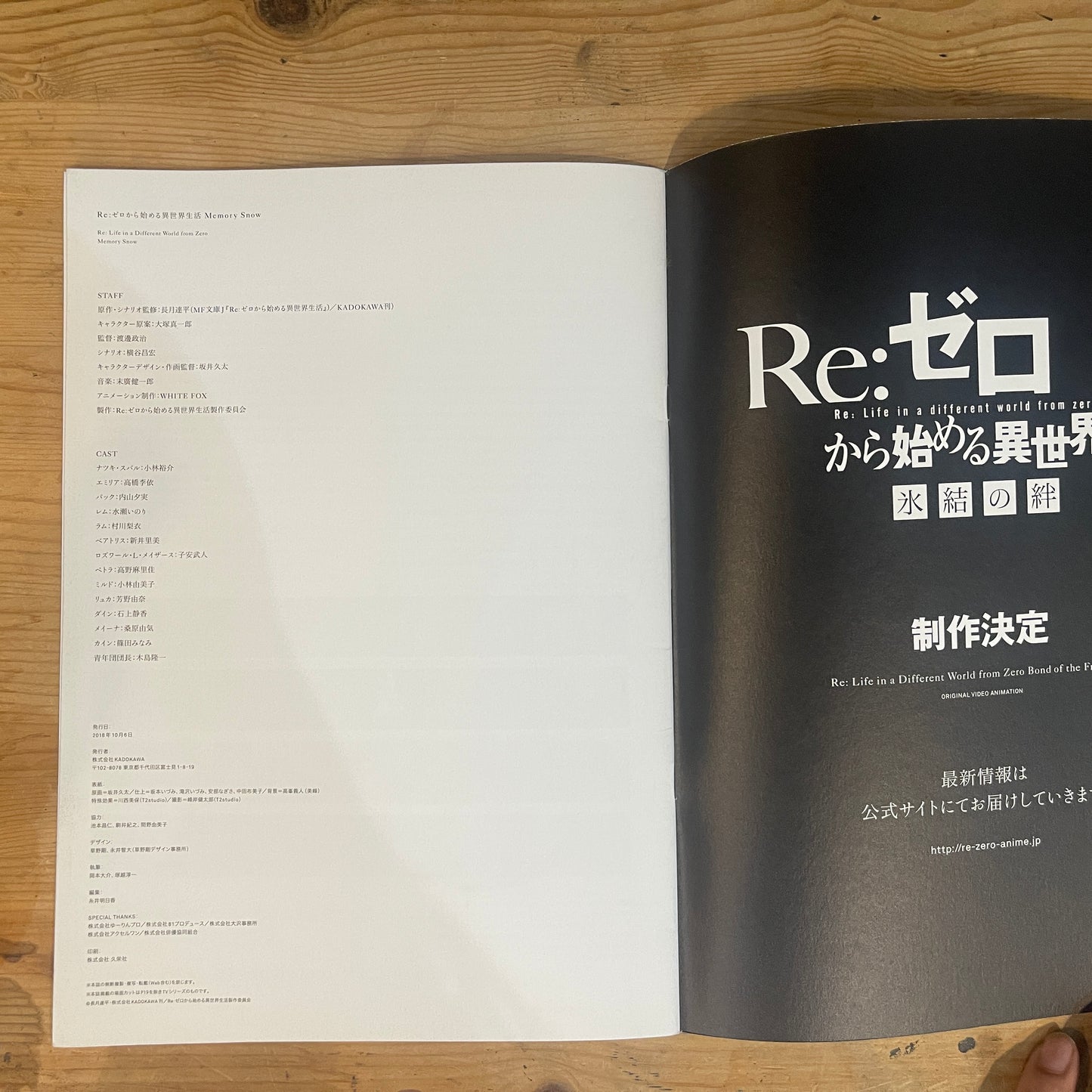 Re:ゼロから始める異世界生活 Memory Snow OVA パンフレット / Re:ZERO -Starting Life in Another World- Memory Snow OVA Pamphlet